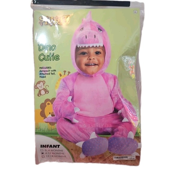 New Spirit Halloween Dino Cutie Costume Pink & Purple Infant Baby 6-12 Months - Picture 2 of 6